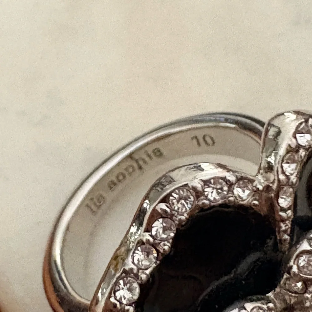 Lia Sophia Black and Silver Floral Ring Size 10